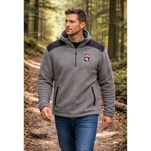 Ouray Sportswear Jackson Hole Fleece Pullover Gray Quarter Zip Jacket Men's l
